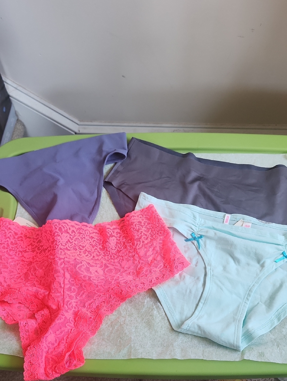 Victoria's Secret Lace & Smooth  Panty Large Neon Pink, Lavender, Gray, Mint Nwt